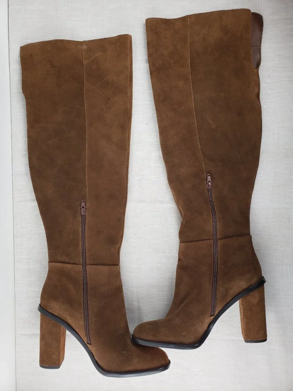 Gianni Bini Barrine Brown Suede Over-the-Knee High Block Heel Boots Womens 11